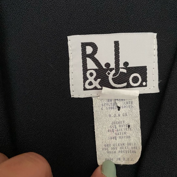 R.J. & Co satin leopard print on collar and buttons Women’s Blazer 14, black - Picture 10 of 15